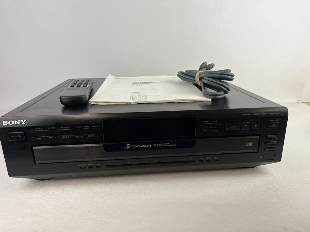 Sony CDP-CE405 5 Disc Changer Compact Player with Remote and RCA Cable