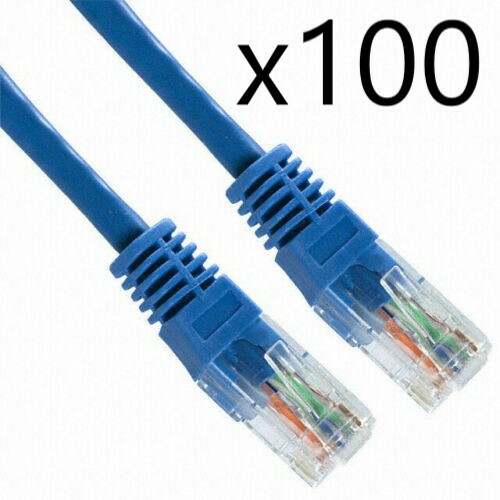 100 Pack Lot - 1ft CAT5e Ethernet Network LAN Router Patch Cable Cord Wire Blue