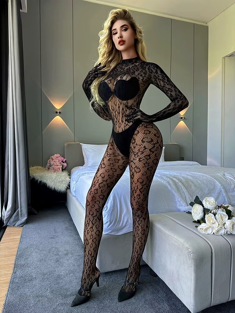 Women's Sexy Backless Jumpsuits Top See Through Full Sleeve Bodysuit Fashion