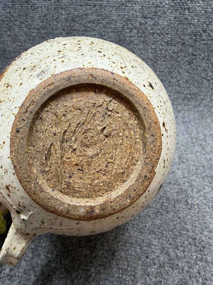 Handmade Studio Pottery Jug Bamboo Handle Ceramic Broken Spout