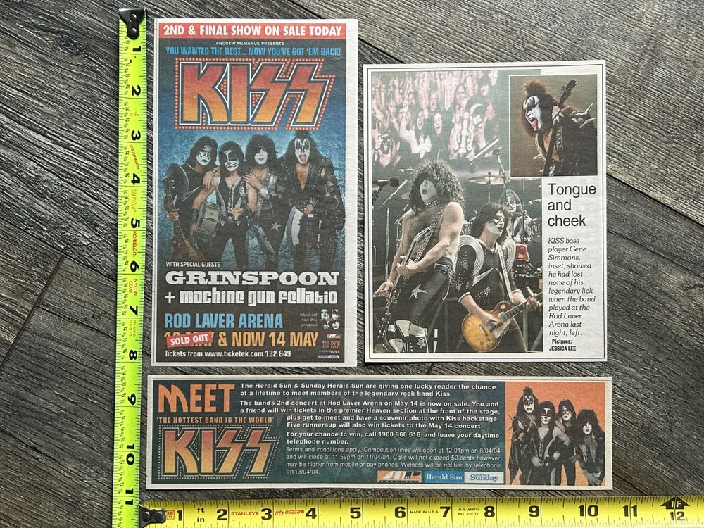 KISS Concert Ad Advert Clipping Rod Laver May 14 2004 Australia Lot Vintage Kiss