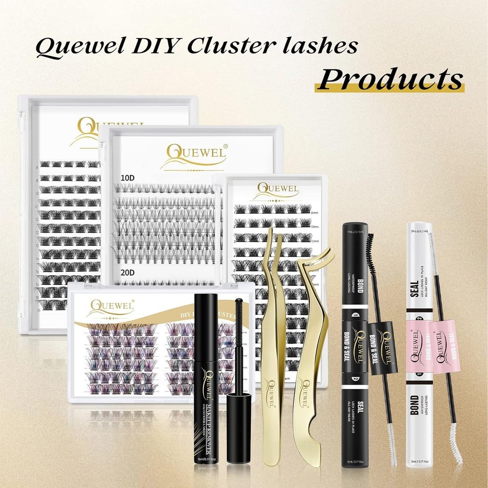 Lash Clusters Glue 10ml Black DIY Lash Extensions for Individual Lashes Long-...