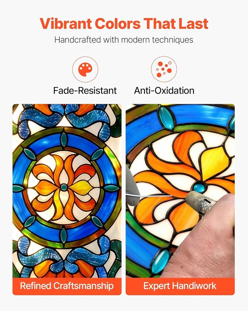 Tiffany Style Stained Glass Window Panel Hanging Transom
