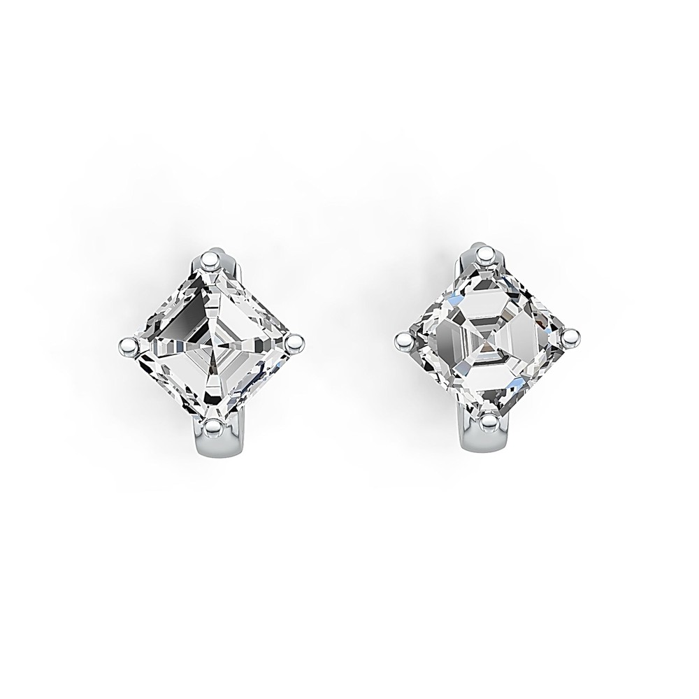 Sterling Silver Semi Mount Earrings Setting Emerald OCT 7x7mm