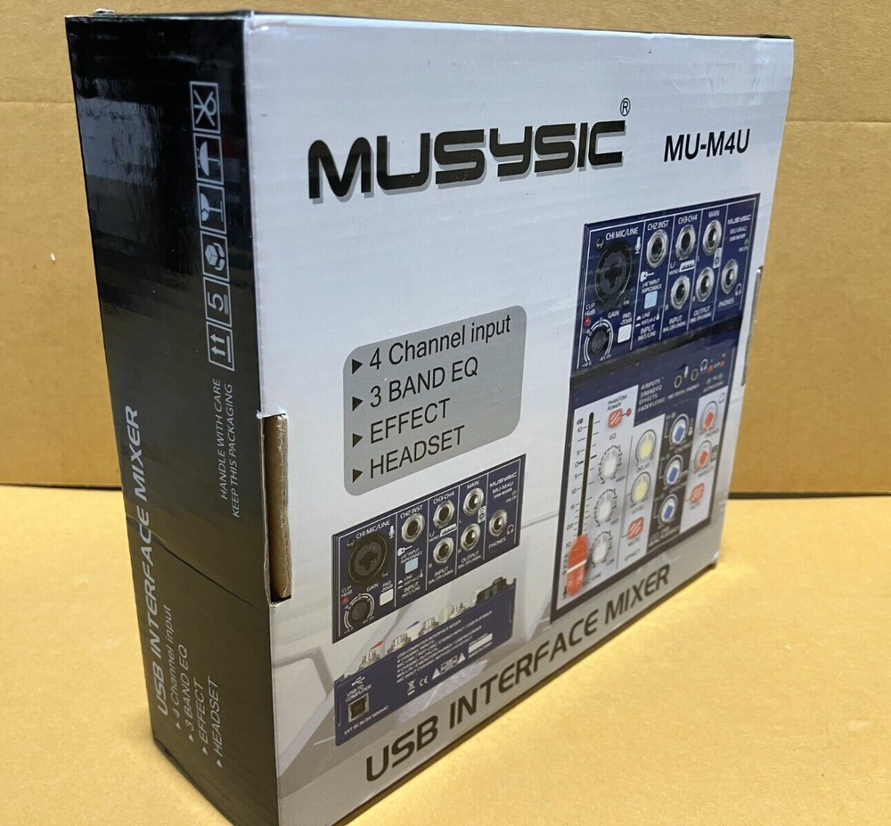MUSYSIC 4-Channel Digital Mixer with USB Interface Studio,Webcast,Podcast MU-M4U