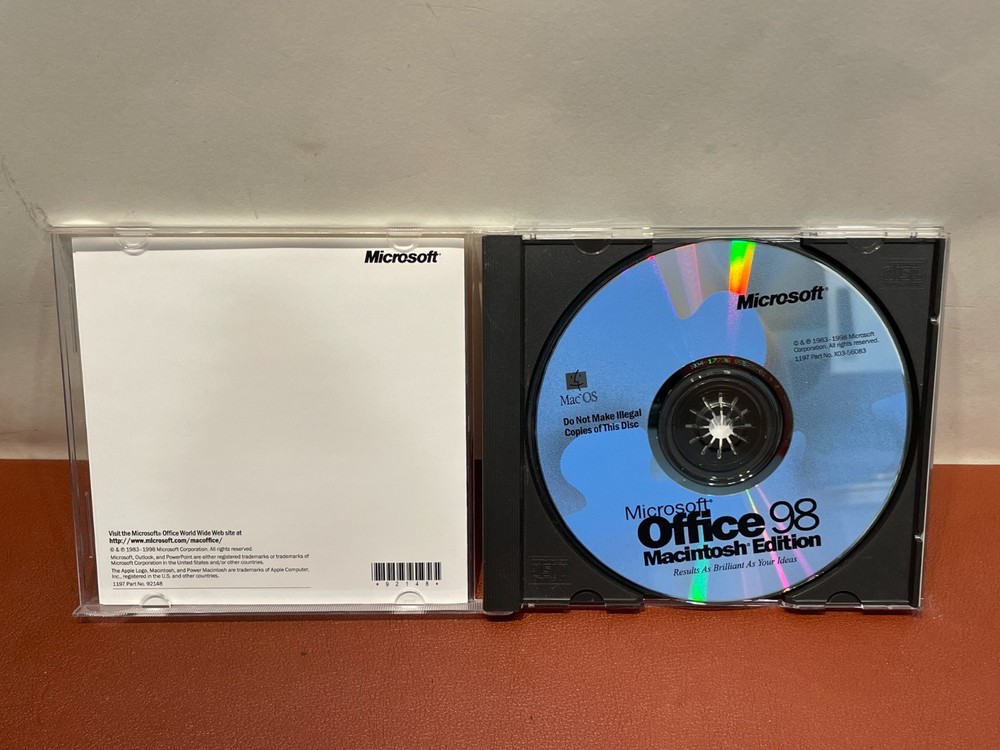 Microsoft Office 98 Macintosh Edition CD-ROM with CD Key Vintage Mac Software
