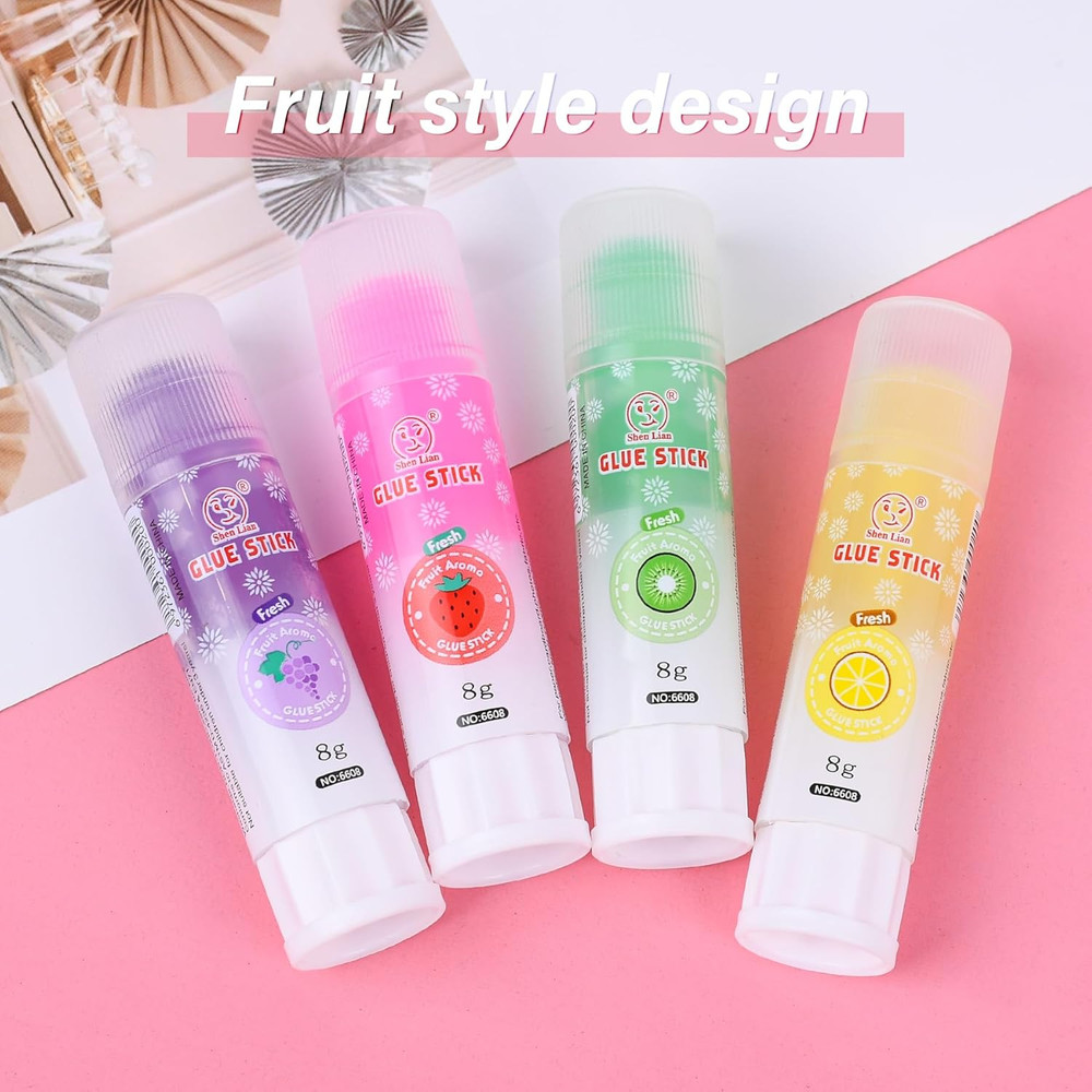 Colored Glue Sticks, Transparent, Strong Adhesive, Quick-Drying, Versatile, Stic