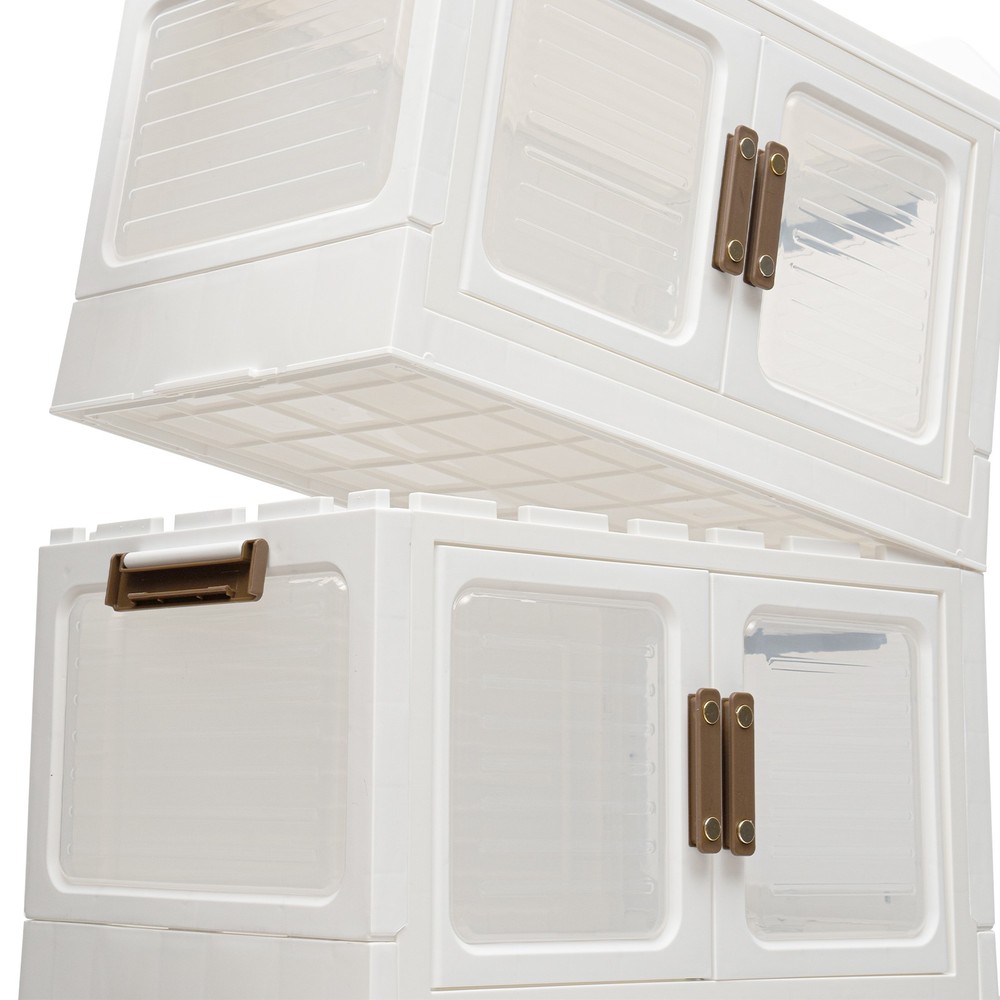 Plastic Collapsible Storage Bins with Lids & Wheels Stackable Closet Organizers
