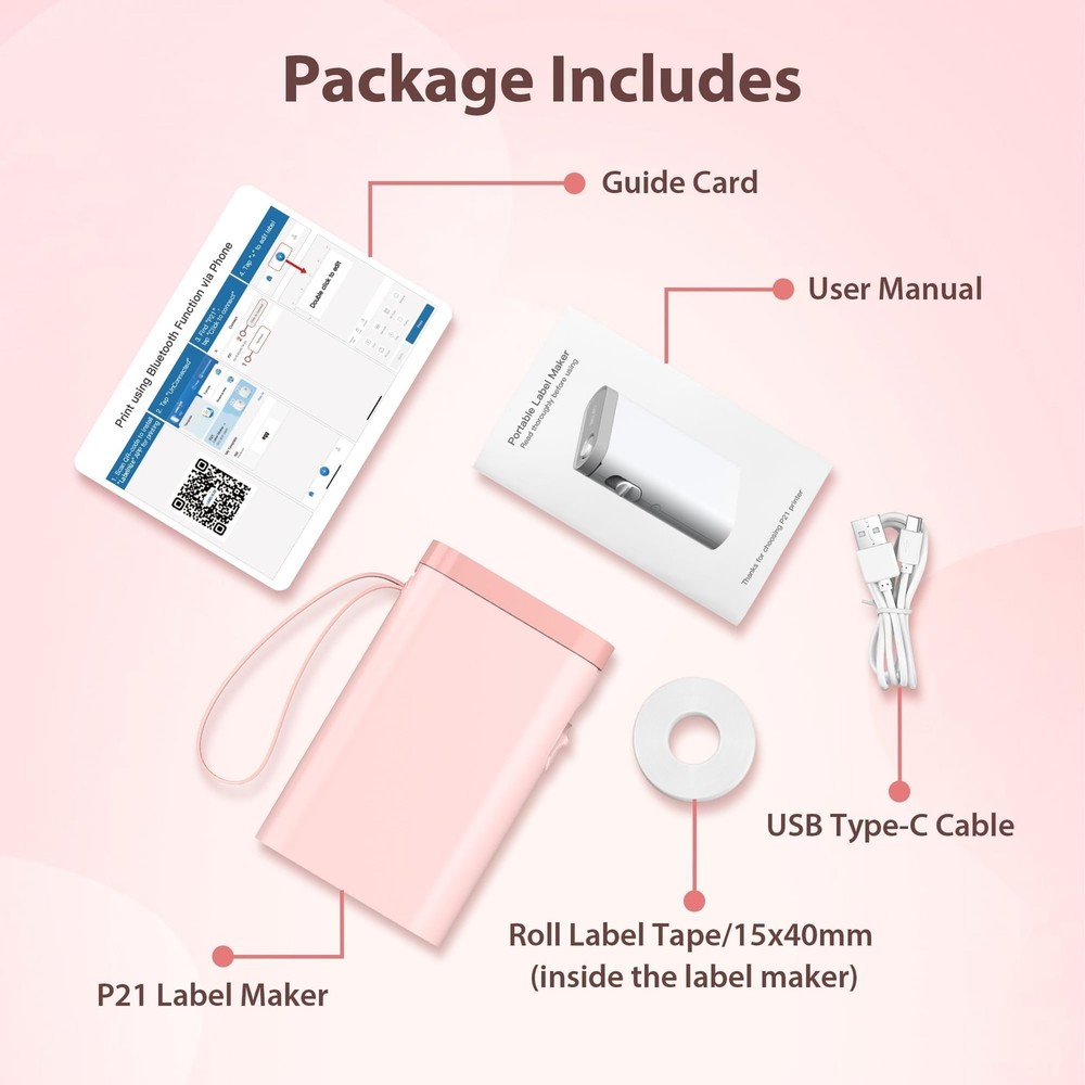P21 Label Maker Machine with Tape, Label Printer Thermal Mini Label Makers wi...