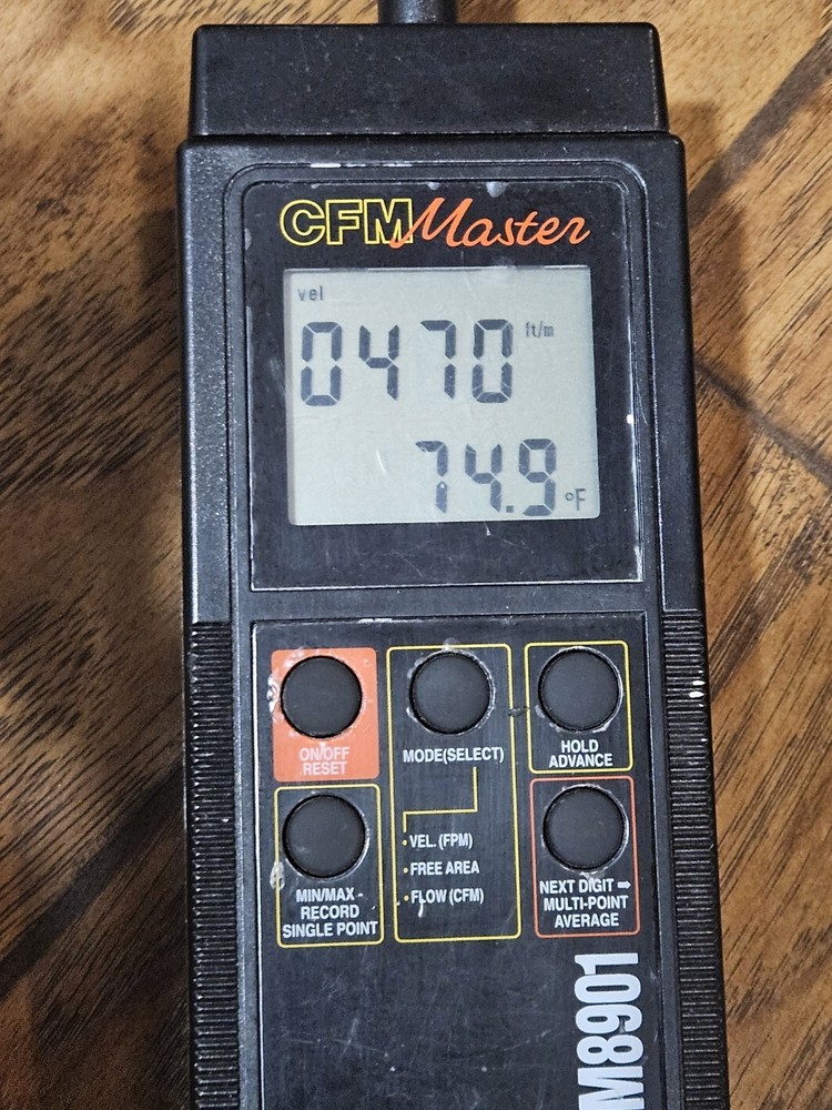 Mannix CFM Master Thermo-anemometer DCFM8901 AIR FLOW METER used With Case