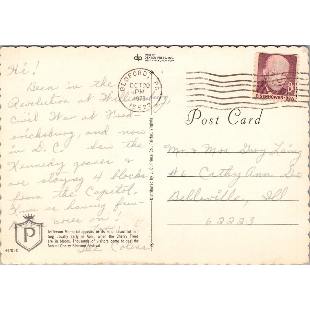 Jefferson Memorial Postcard PC401