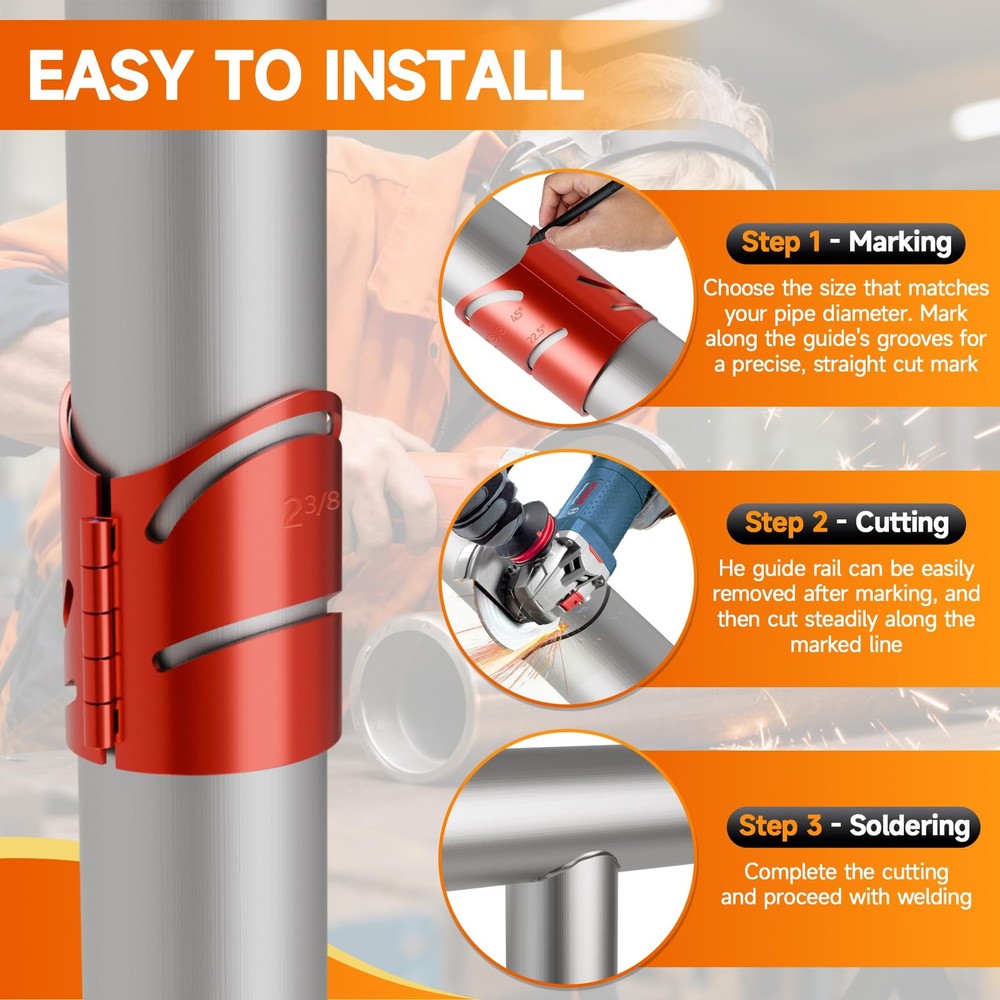 Pipes Saddle Template,Metal Pipe Cutting Guide Kit,Pipe Coping/Notching Tool,...