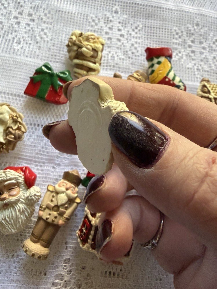 Vintage Christmas Button Covers Santa Gingerbread Nutcracker Snowman