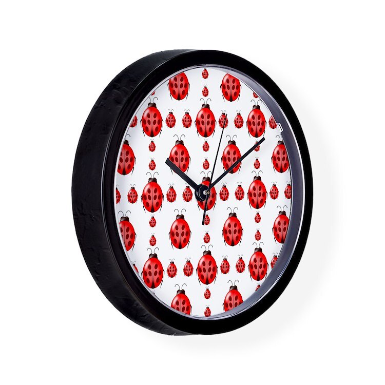 CafePress Red Ladybug Pattern 10" Wall Clock (1351735609)