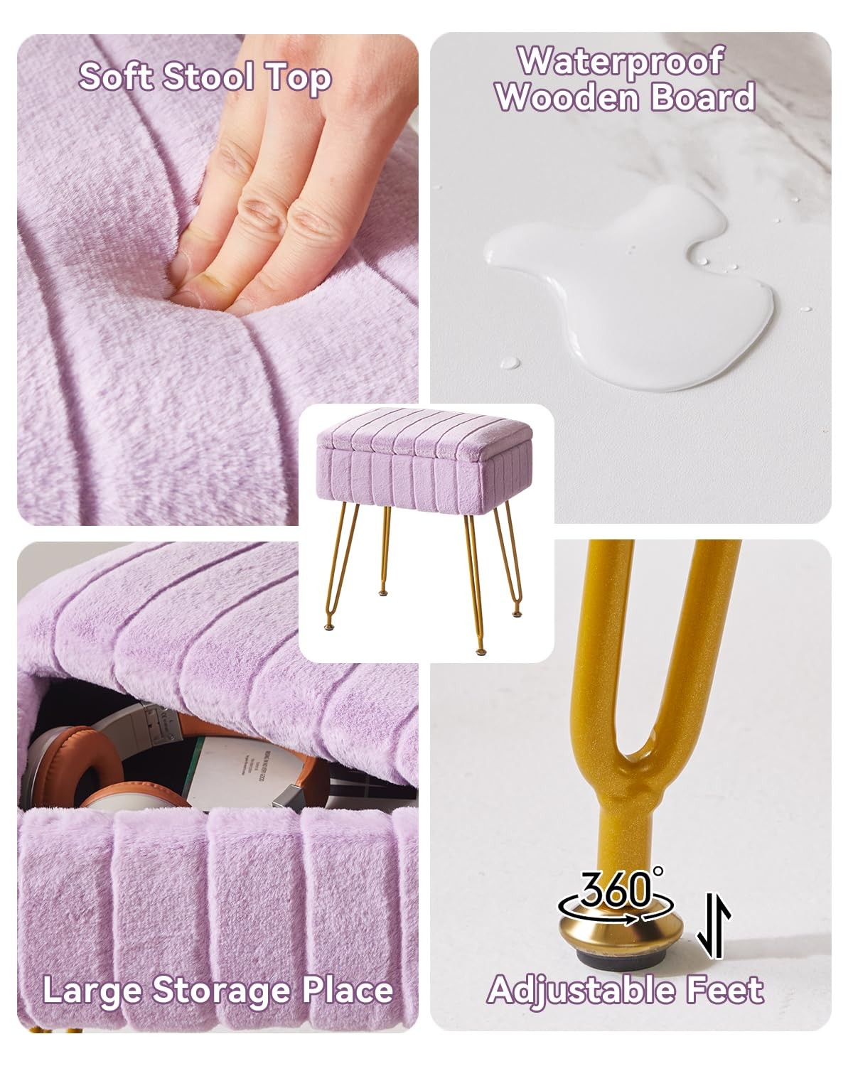 Stool Chair with Storage Space, Footrest Footstool Ottoman, Small Side Table,...