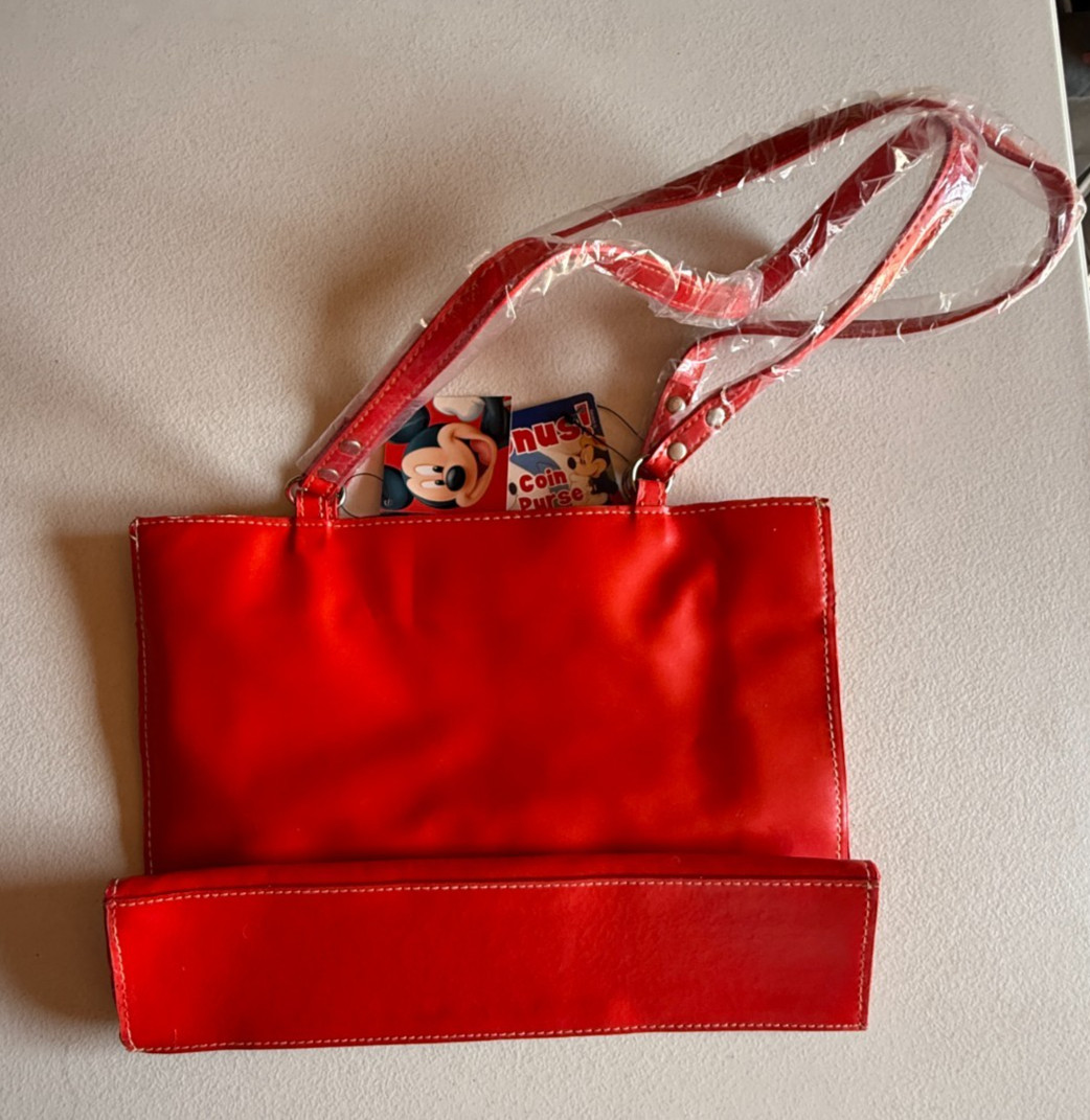 Disney Mickey & Minnie Aloha Small Red Tote Bag Purse Hawaii Retro Vintage Look