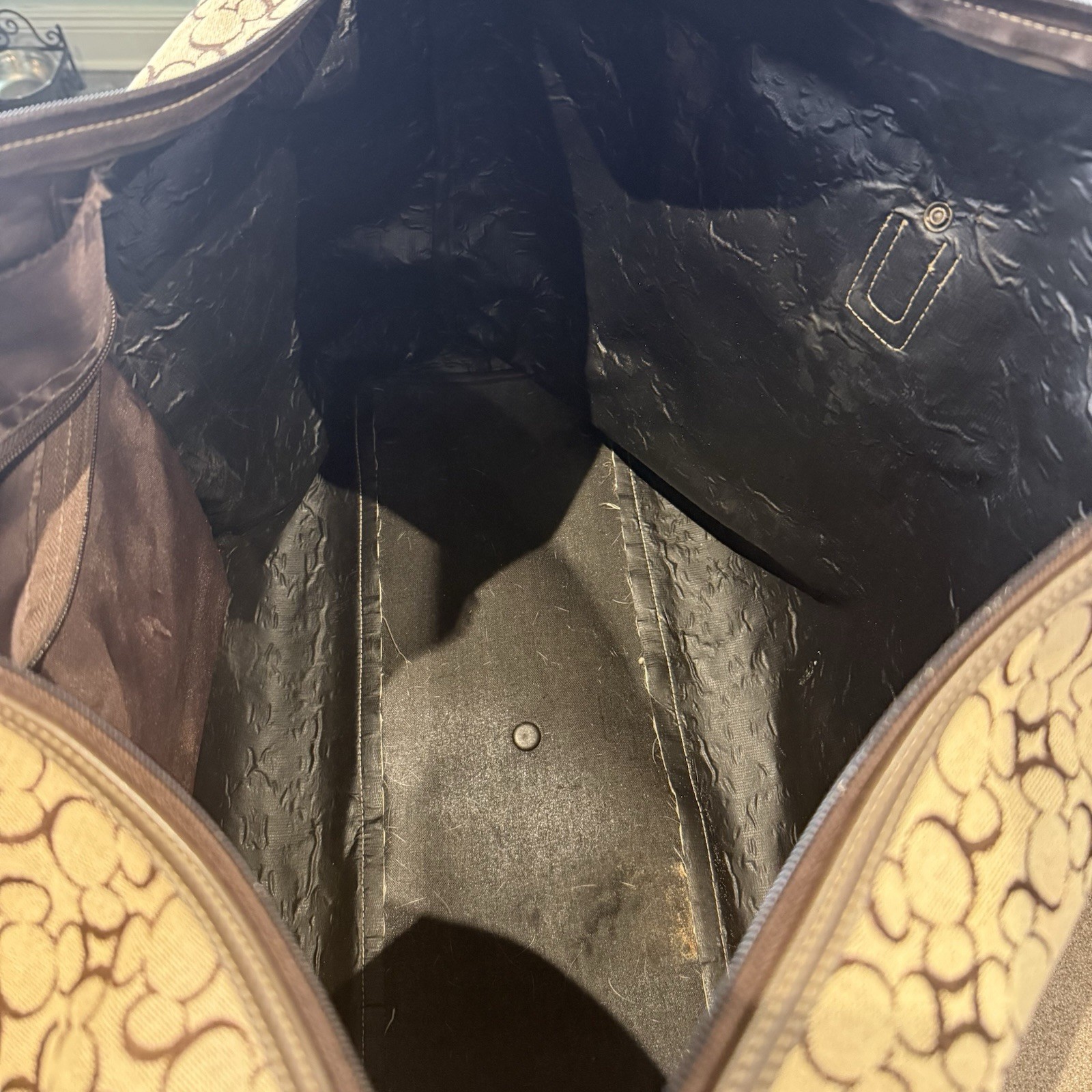 Rare Walt Disney World Mickey Mouse Pattern Woven Weekender Tote Bag