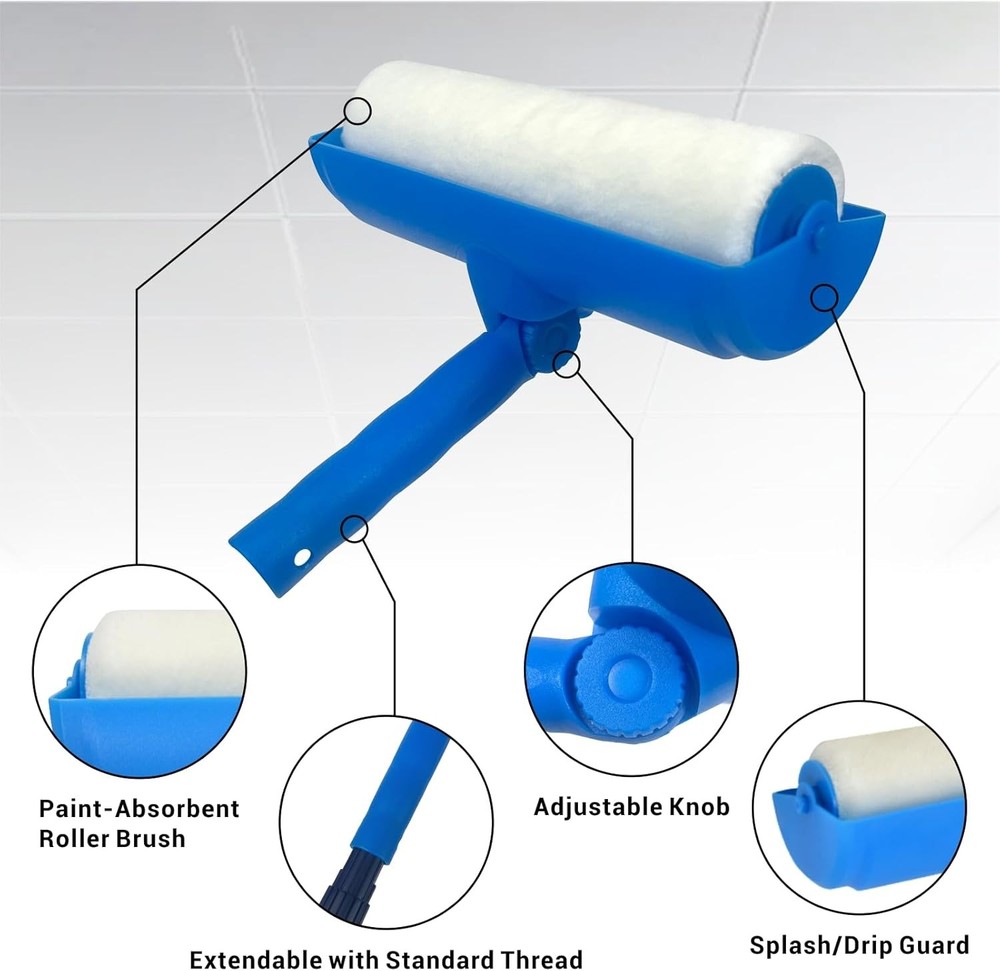 10 Inch Ceiling Paint Roller with Shield Roller and Shield with Adjustable