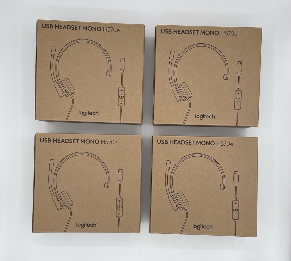 4 Pack Logitech H570e USB Headset with Microphone for PC and Mac