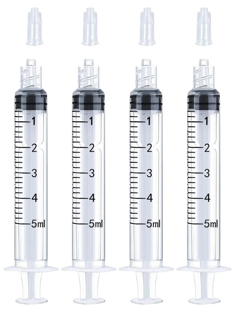 5ml Luer Lock Syringe 4 Pack Small Plastic Sterile Syringes Without Needle | Eba