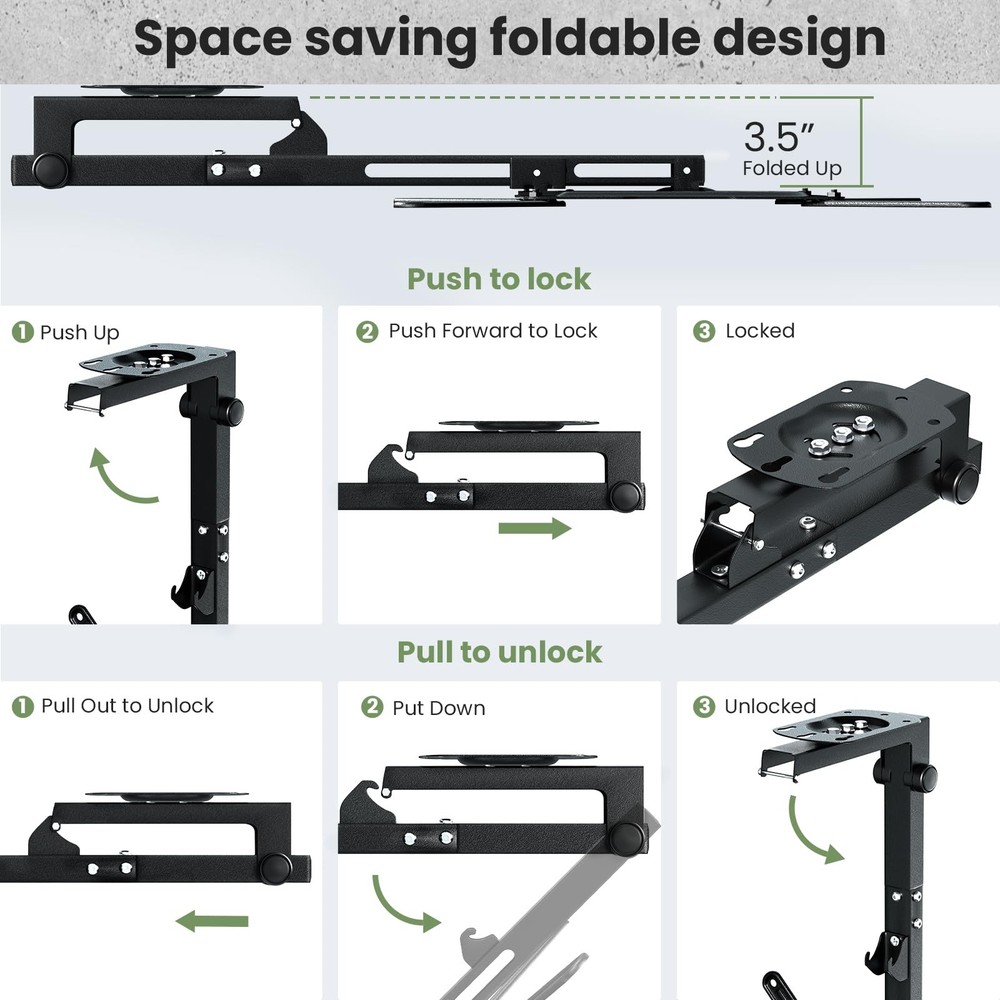 Adjustable Ceiling TV Mount - 23-55'' Flip Down, Swivel, Max Load 44 lbs