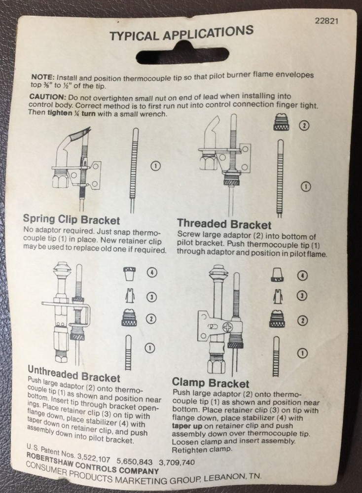 Thermocouple Universal Replacement New in Box