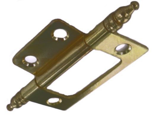 Non-Mortise Hinge - Finial Tips - Antique Brass - 2"