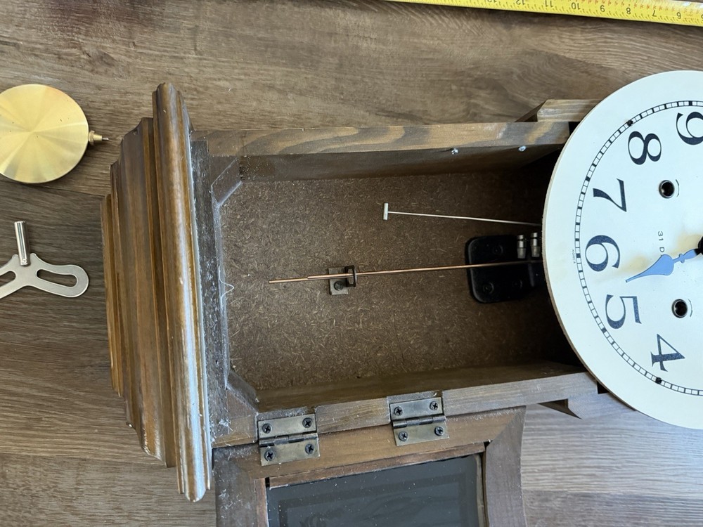 ANTIQUE REGULATOR PENDULUM WALL CLOCK Tested W/ Key