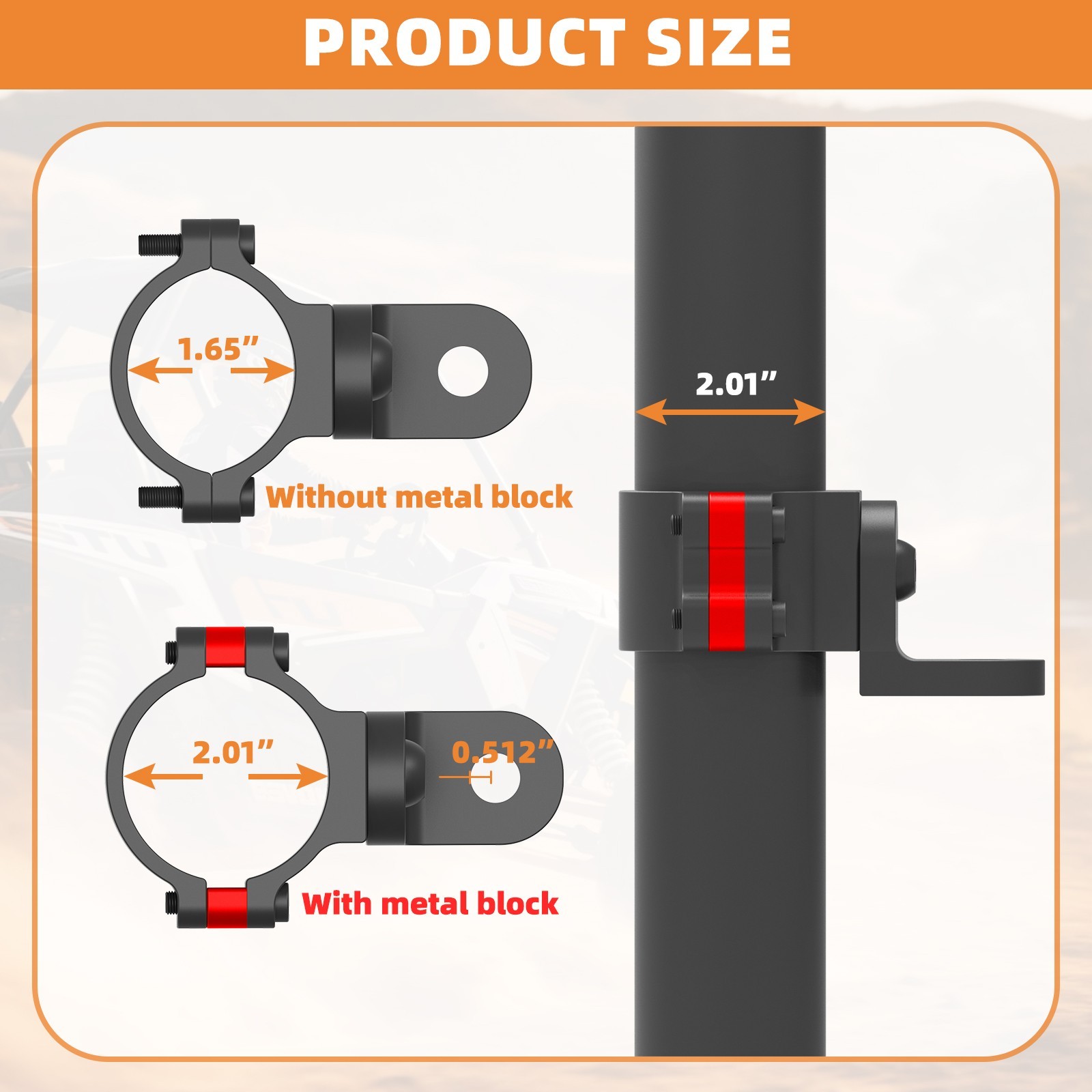 2X For Polaris RZR UTV ATV Mounting Bracket Whip Lights 1.65"-2" Roll Bar Mounts