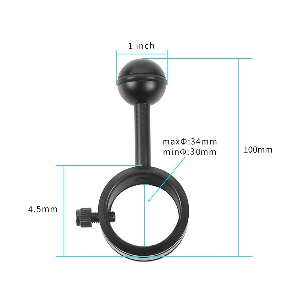 Robust Diving Light Bracket 1 Inch Ball Joint Adapter for Flashlight Stability