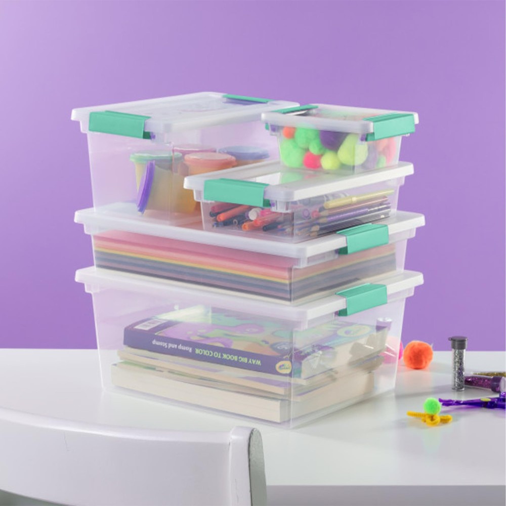 Sterilite Clip Box, Stackable Small Storage Bin with Large, Clear/Transparent