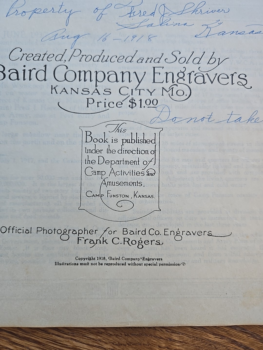 1918 Cantonment Life Camp Funston Book Magazine Kansas KS WW1 WWI