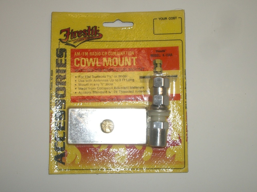 FIRESTIK K-154A COWL FLAT ANTENNA MOUNT w/SO239 STUD