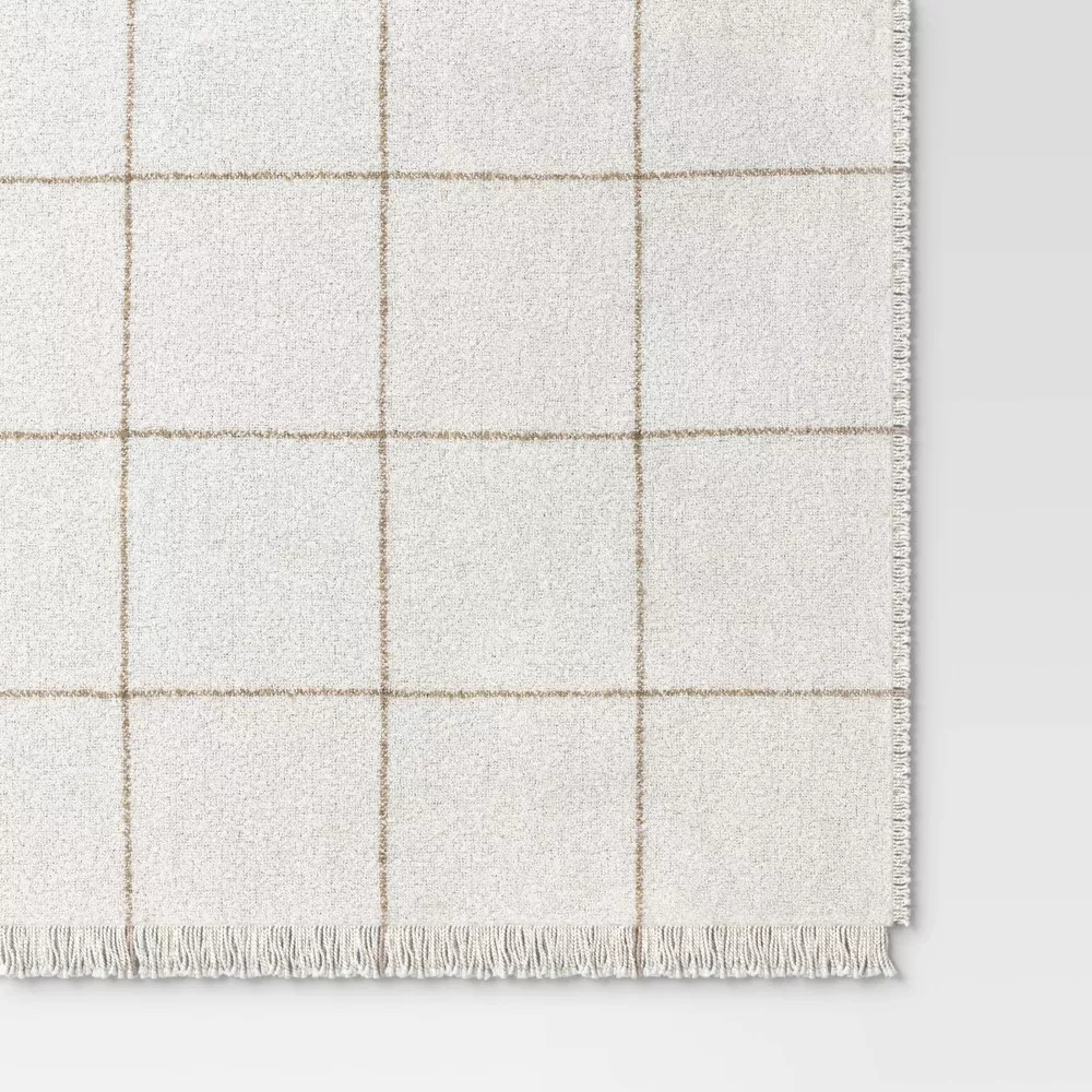 Windowpane Boucle Throw Blanket Cream/Neutral - Threshold
