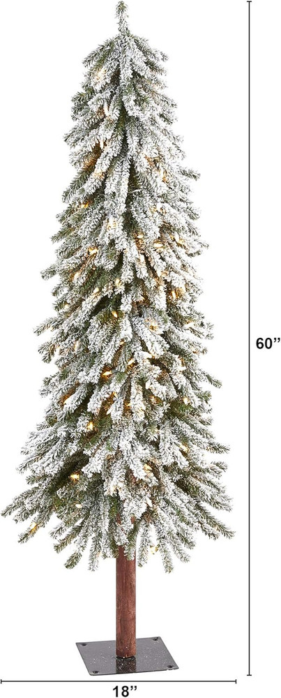 5Ft Flocked Alpine Christmas Tree with 200 Lights & Bendable Branches