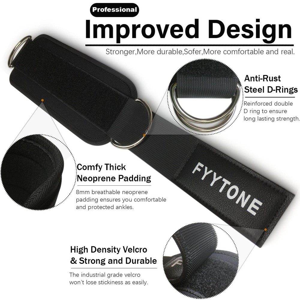 Ankle Strap(Pair) for Cable Machine, Ankle Cuff for Kickbacks, Leg Extensions...