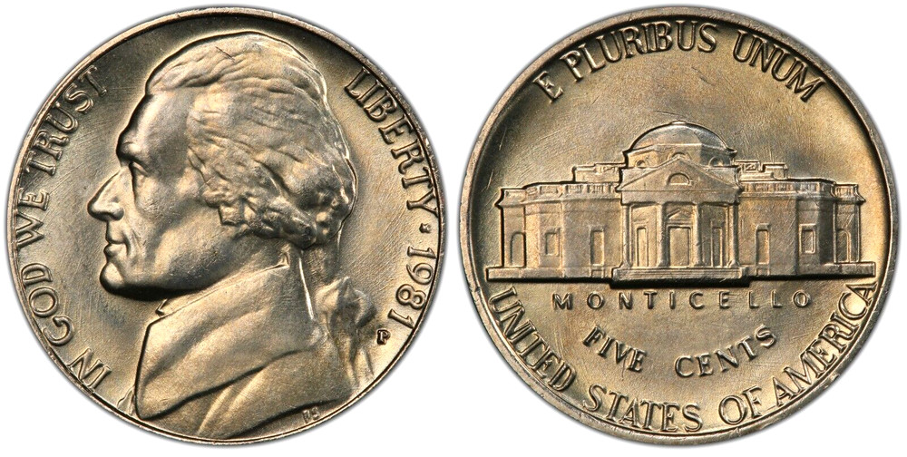 1981 P Thomas Jefferson Nickel Choice Uncirculated