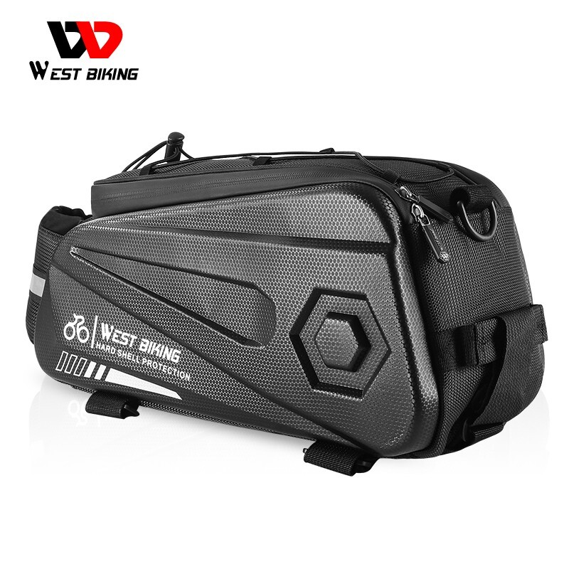 WEST BIKING Waterproof Bike Hard Shell Trunk Bag Bicycle Rear Rack Pack Bag 8.6L