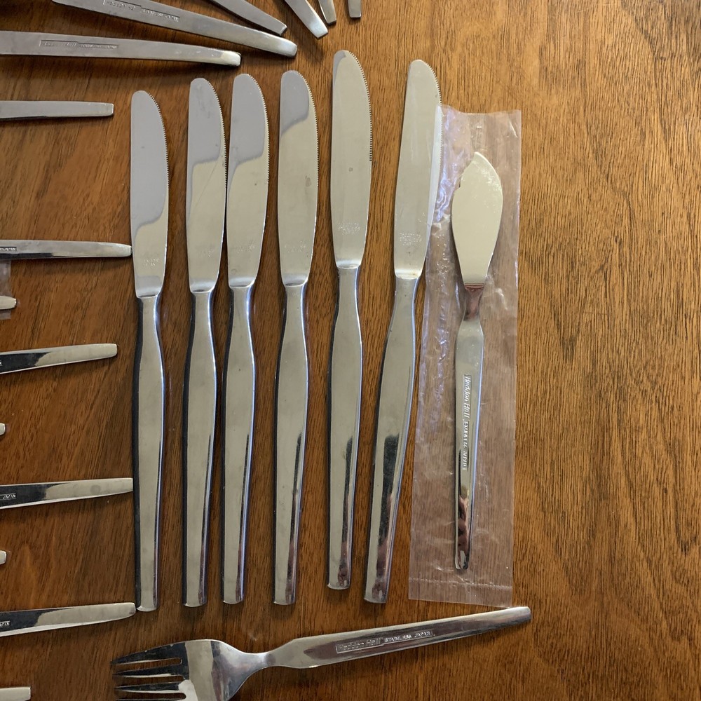 Haddon Hall MCM Modern Stainless Silverware Flatware 48pc Serving Pcs Japan