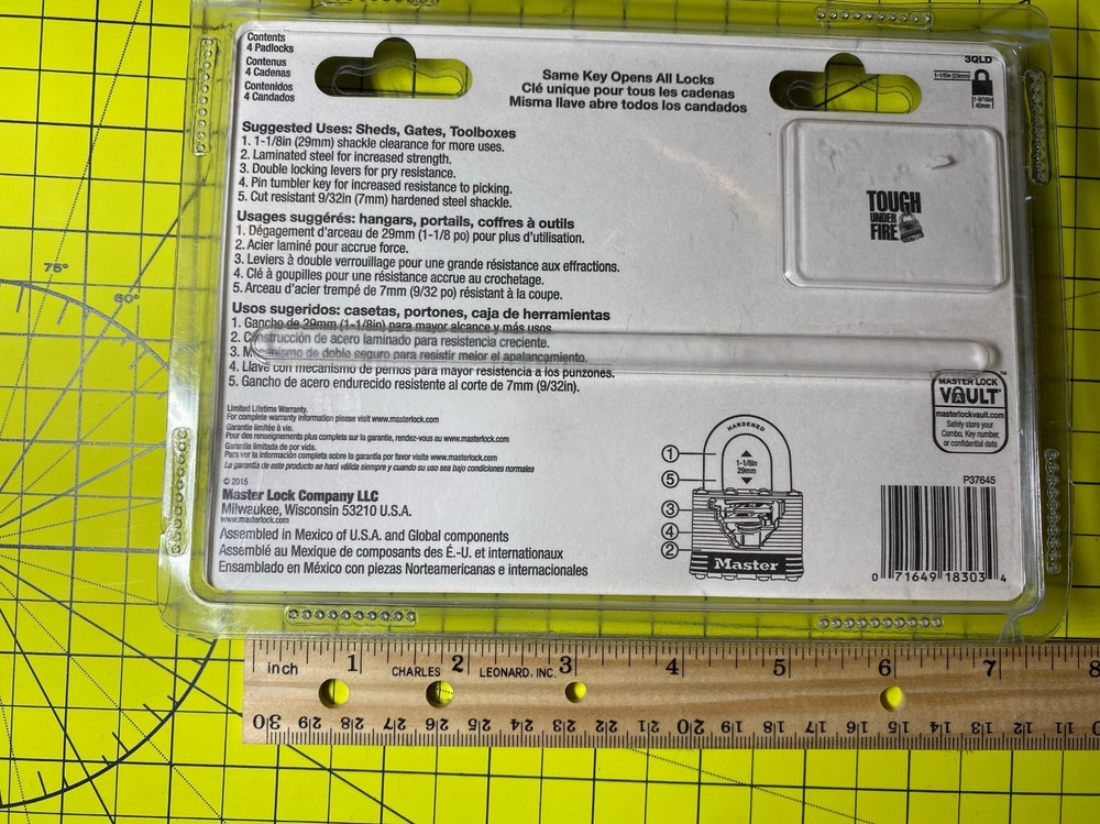 Master Lock 3QLD 4-Pack Steel Locks