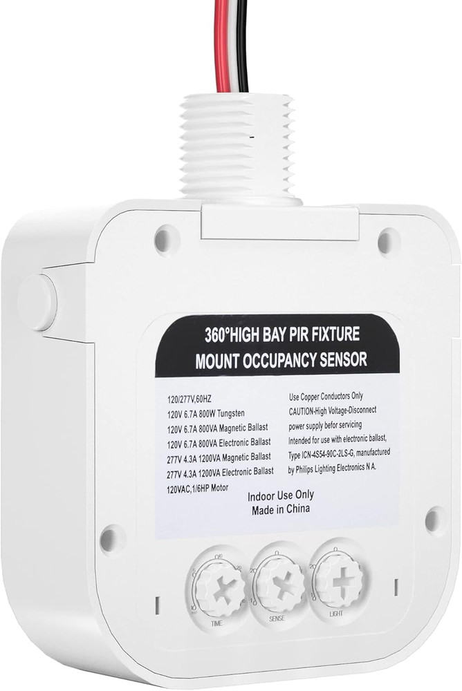 Ceiling Occupancy Motion Sensor, Passive Infrared Technology, High Bay Fixture M