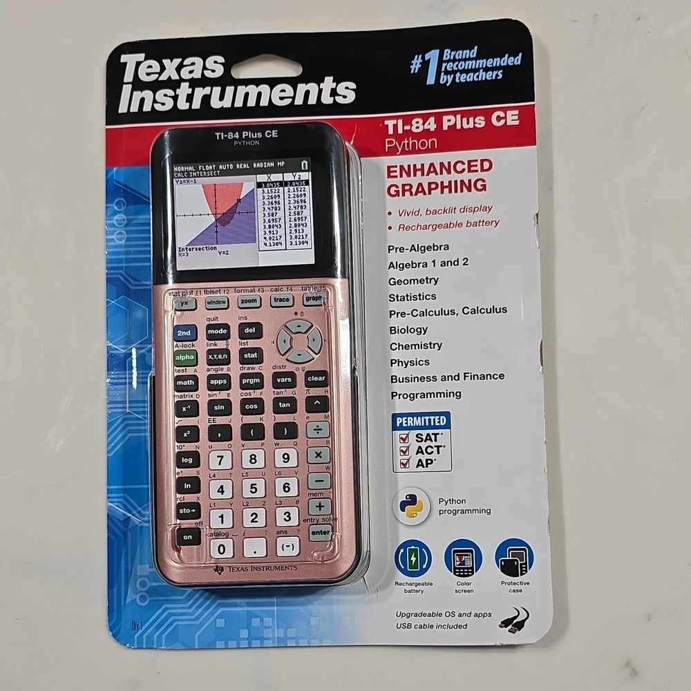 Texas Instruments TI-84 Plus CE Python Graphing Calculator Rose Gold, LCD, Rech…
