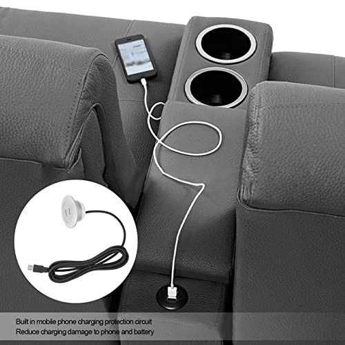 Sofa USB Charging Socket, Recessed USB Outlet Power Strip Flush Mount Silver