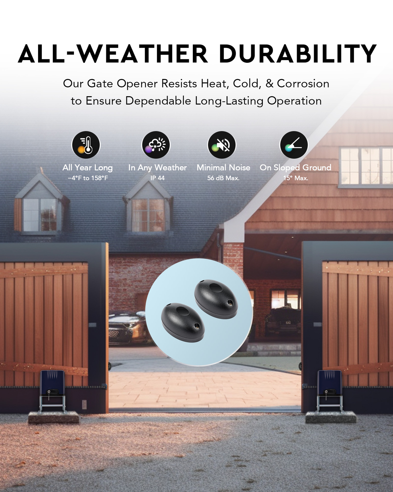 CO-Z 1800lb Electric Sliding Gate Opener with 2 Infrared Sensors & 2 Remotes