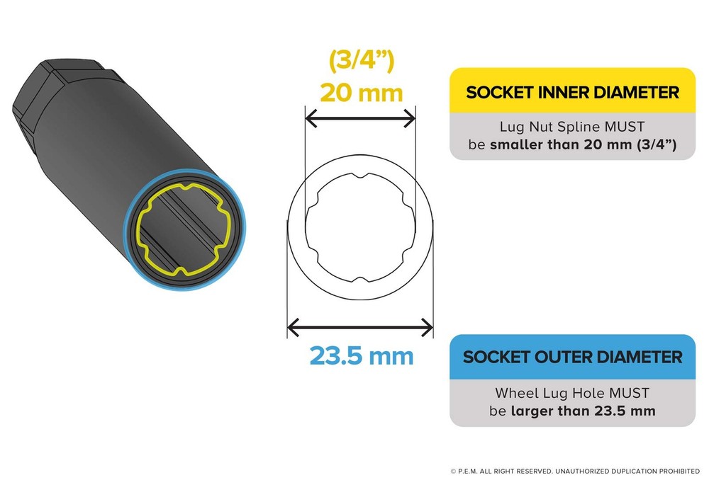 StanceMagic Large 6 Point Spline Drive Tuner Replacement Socket Key Tool for ...