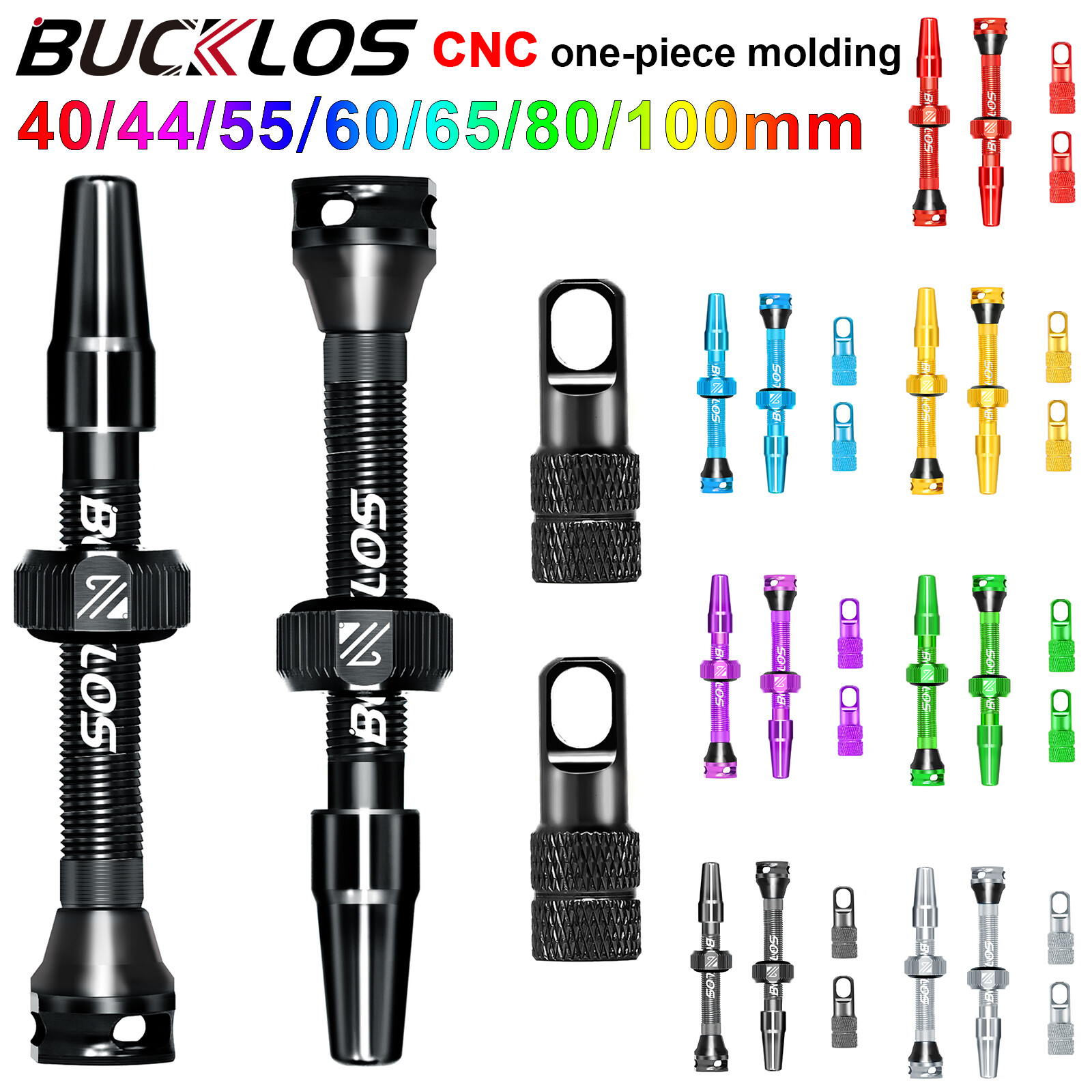 ​BUCKLOS MTB Road Tubeless Presta Valve Stem 40/44/55/60/65/80/100mm Removable
