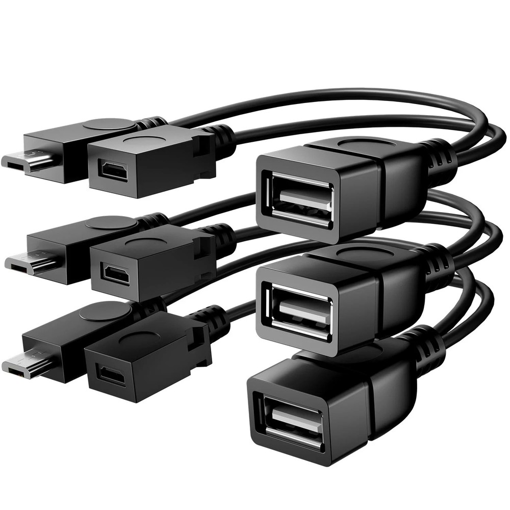 3-Pack Micro USB OTG Cable w/ Power for Fire TV Stick Android Host Adapter Black