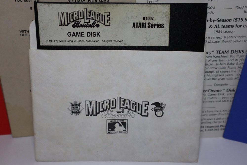 Atari 400/800 Computer & Commodore Micro League Baseball Game EXIB 5.25" Floppy
