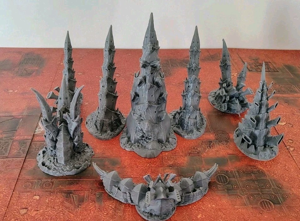 Tabletop Terrain - Large Bulk Alien Lot - for Warhammer 40K/Kill Team 8 Pieces