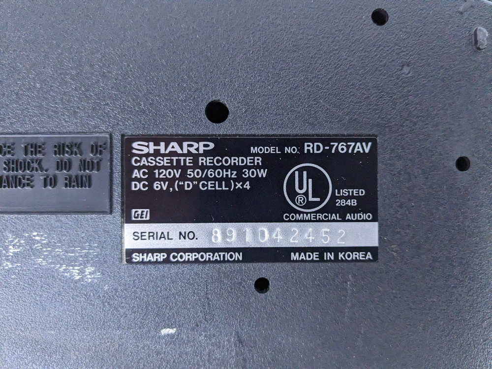Vintage Sharp RD-767AV Cassette Player/Recorder
